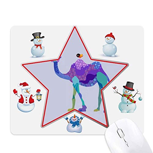 Camel Purple Bird Blue Cartoon Blue Christmas Snowman Family Star Mouse Pad von DIYthinker