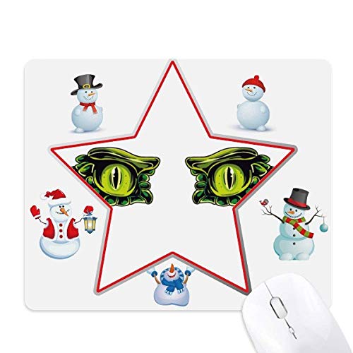 Cartoon Animal Monster Eye Decoration Christmas Snowman Family Star Mouse Pad von DIYthinker