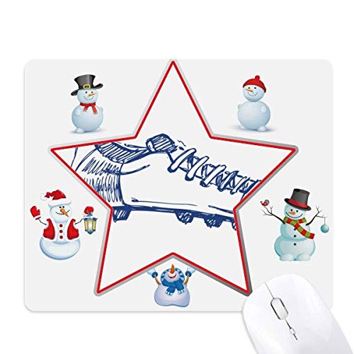 Cartoon Football Shoes Blue Pattern Christmas Snowman Family Star Mouse Pad von DIYthinker