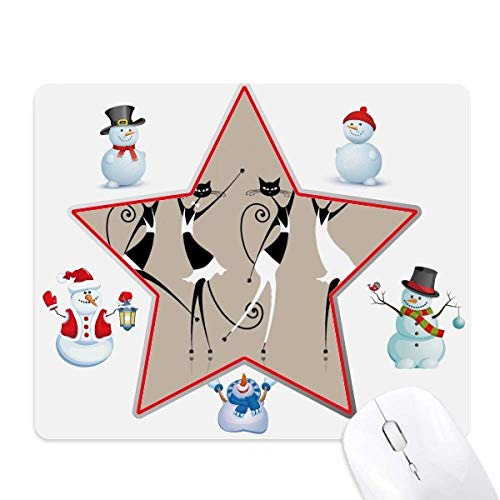 Celebrate Party Cheers Cat Christmas Snowman Family Star Mouse Pad von DIYthinker