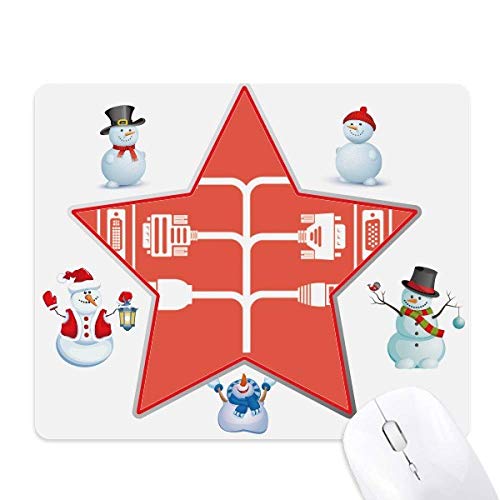 Charging Cable Socket Plug Pattern Christmas Snowman Family Star Mouse Pad von DIYthinker