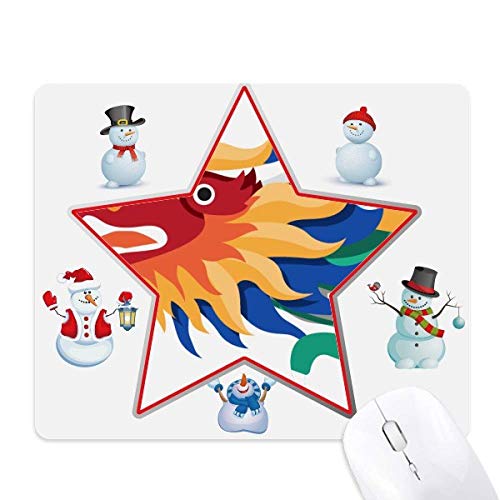 China Dragon Traditional Culture Art Pattern Christmas Snowman Family Star Mouse Pad von DIYthinker