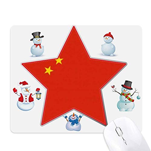 China National Flag Asia Country Christmas Snowman Family Star Mouse Pad von DIYthinker