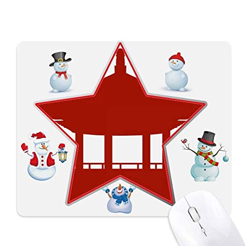 China Pavilion Culture Outline Pattern Christmas Snowman Family Star Mouse Pad von DIYthinker