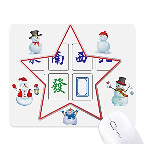 Chinese Culture Mahjong Game Christmas Snowman Family Star Mouse Pad von DIYthinker