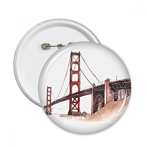 DIYthinker Golden Gate Bridge in Amerika Kalifornien Runde Pins Abzeichen-Knopf Kleidung Dekoration Geschenk 5pcs Mehrfarbig L von DIYthinker
