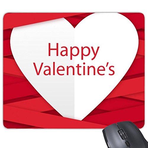 DIYthinker Happy Valentinstag Bild mit roten Streifen und weiße Herz-Illustration Muster Rechteck Griffige Gummi Mousepad Spiel-Mausunterlage von DIYthinker