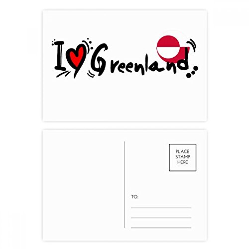 DIYthinker Ich liebe Grönland Wort Flaggege Liebes-Herz-Illustration Postkarten-Set Geburtstag dankt Karte Mailing Side 20pcs 5.7 Zoll x 3.8 Zoll Mehrfarbig von DIYthinker