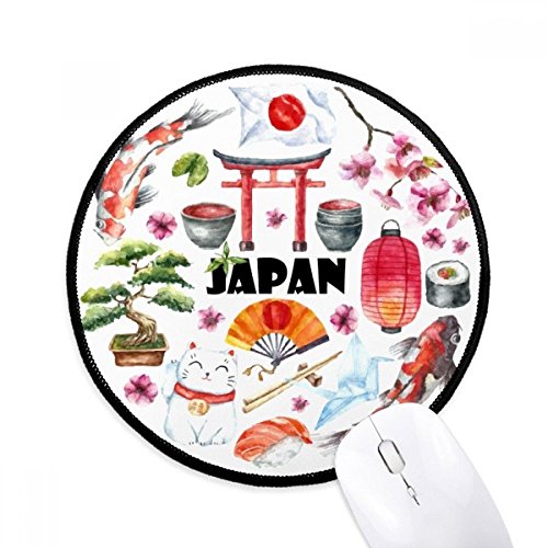 DIYthinker Japan Nette japanische Art-Aquarell Runde Griffige Mousepads Schwarz Titched Kanten Spiel Büro-Geschenk von DIYthinker