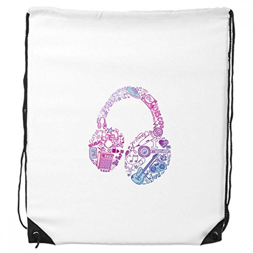 DIYthinker Rosa Blau Headset Musik Muster-Rucksack Einkaufssporttaschen Geschenk von DIYthinker