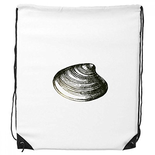 DIYthinker Schwarz Marine Life Scallop Illustration Rucksack-Shopping Sport Taschen Geschenk von DIYthinker