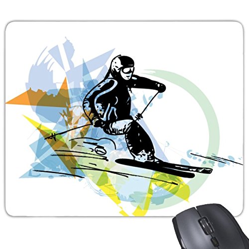 DIYthinker Wintersport Athleten Synchronisierte Skifahren Sport Freestyle Skiing Aquarell-Skizze Illustration Rectangle Griffige Gummi Mousepad Spiel-Mausunterlage von DIYthinker