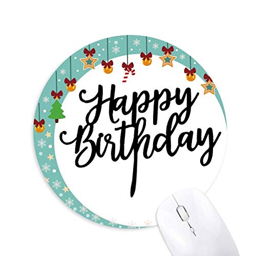 Happy Birthday Presents Best Wishes Mouse Pad Jingling Bell Round Rubber Mat von DIYthinker