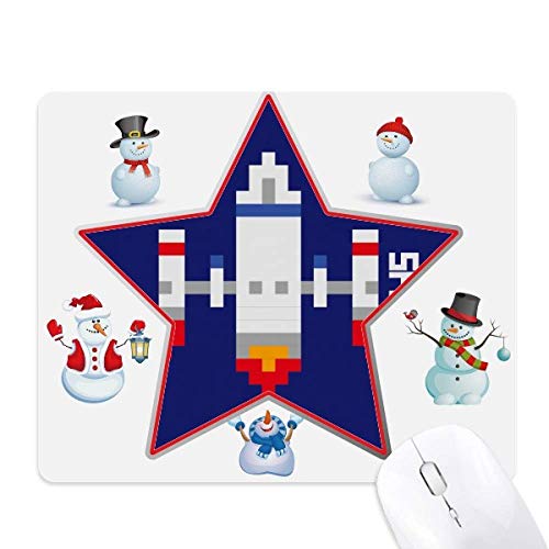 Mauspad, Motiv: Weltraumschiff, Rakete, Take-Off, Universum, Pixel, Weihnachten, Schneemann, Familie und Stern. von DIYthinker