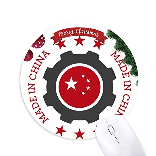 National Stars Cog Red Chinese Round Rubber Maus Pad Weihnachtsbaum Mat von DIYthinker