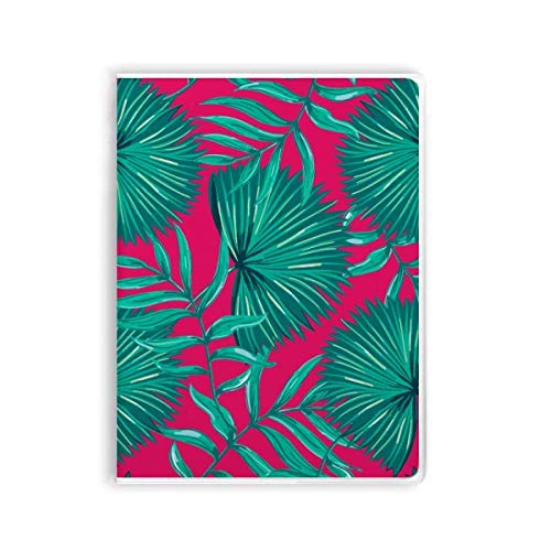 Notizbuch, Motiv: Blätter, rosa Himmel, glückliches Art-Deco-Geschenk, modisches Notizbuch, Gummieinband, Tagebuch, weicher Einband von DIYthinker