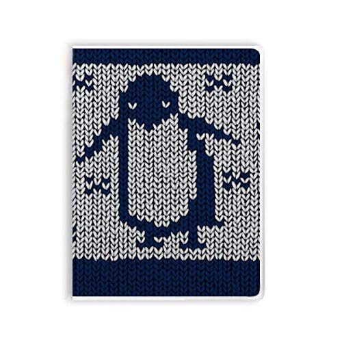 Notizbuch mit Pinguin-Strickmuster, nordisches Illiustrationsmuster, Gummieinband, Tagebuch, weicher Einband von DIYthinker