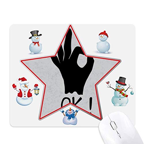 OK Umriss personalisiertes Mauspad mit Geste Weihnachten Schneemann Familie Stern von DIYthinker