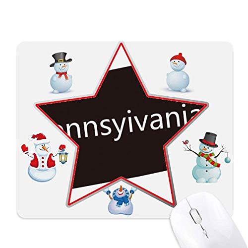 Pennsylvania Mauspad mit USA-Karte, Umriss Weihnachten Schneemann Familie Stern von DIYthinker