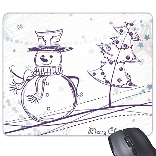 Weihnachten Schneemann Schneeflocke Baum Merry Christmas Festival Sketch Illustration Muster Rechteck rutschfeste Gummi Mauspad Spiel Maus Pad von DIYthinker