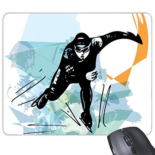 Winter Sport Speed Skating Stecker Athleten Sport Skate Watercolor Sketch Rechteck rutschfeste Gummi Mauspad Spiel Maus Pad von DIYthinker