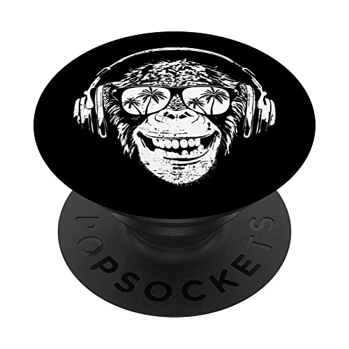 Monkey Affe DJ mit Kopfhörer und Sonnenbrille Merch PopSockets mit austauschbarem PopGrip von DJ Affe mit Kopfhörer Sonnenbrille Merch Shop
