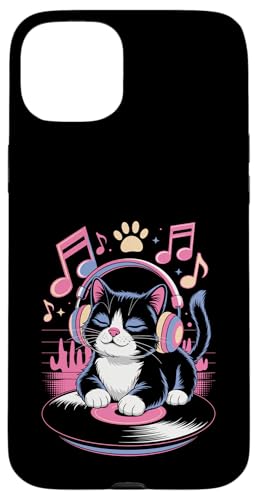 Cute DJ Cat With Headphones Spinning Vinyl And Music Notes Hülle für iPhone 15 Plus Cute DJ Cat With Headphones Spinning Vinyl And Music Notes Hülle für iPhone 15 Plus von DJ Cat Vibes For Music Lovers And Cute Feline Fans