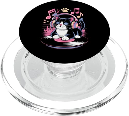 Cute DJ Cat With Headphones Spinning Vinyl And Music Notes PopSockets PopGrip für MagSafe Cute DJ Cat With Headphones Spinning Vinyl And Music Notes PopSockets PopGrip für MagSafe von DJ Cat Vibes For Music Lovers And Cute Feline Fans