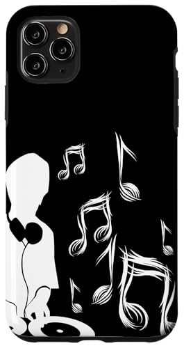 DJ mit Plattenspieler und Musiknoten, Schlagzeug und Bass Hülle für iPhone 11 Pro Max von DJ Plattenspieler Musik shurikaner Techno