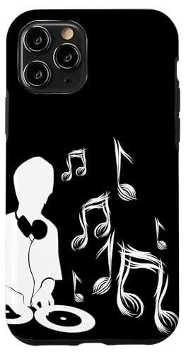 DJ mit Plattenspieler und Musiknoten, Schlagzeug und Bass Hülle für iPhone 11 Pro von DJ Plattenspieler Musik shurikaner Techno