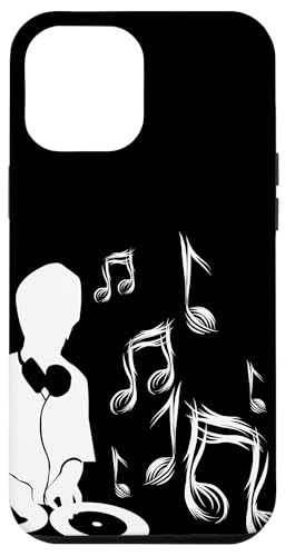 DJ mit Plattenspieler und Musiknoten, Schlagzeug und Bass Hülle für iPhone 12 Pro Max von DJ Plattenspieler Musik shurikaner Techno