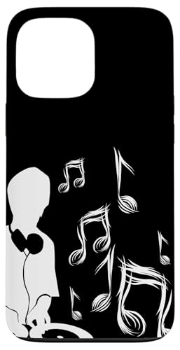 DJ mit Plattenspieler und Musiknoten, Schlagzeug und Bass Hülle für iPhone 13 Pro Max von DJ Plattenspieler Musik shurikaner Techno