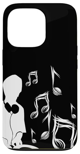 DJ mit Plattenspieler und Musiknoten, Schlagzeug und Bass Hülle für iPhone 13 Pro von DJ Plattenspieler Musik shurikaner Techno