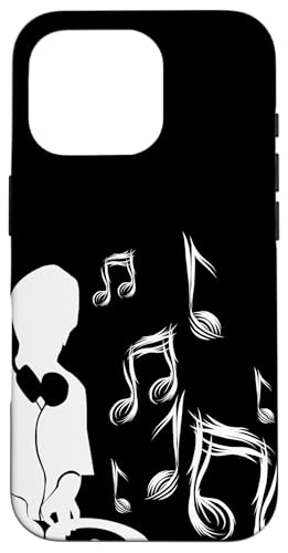 DJ mit Plattenspieler und Musiknoten, Schlagzeug und Bass Hülle für iPhone 16 Pro von DJ Plattenspieler Musik shurikaner Techno