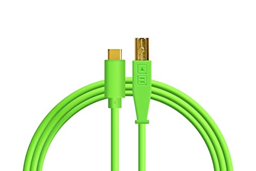 Dj Techtools Chroma Cable USB-C neon green, hochwertiges USB 2.0 Kabel (vergoldete USB-Kontakte, Ferrit Kern, 1,5m lang, Adapterkabel, integrierter Klettkabelbinder), Neon Grün von DJ TechTools