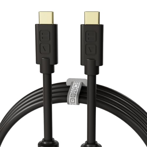 Dj Techtools Chroma Cable USB-C zu C black, hochwertiges USB 2.0 Kabel (vergoldete USB-Kontakte, Ferrit Kern, 1,0m lang, Adapterkabel, integrierter Klettkabelbinder), Schwarz von DJ TechTools