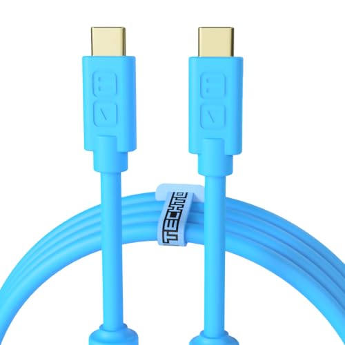 Dj Techtools Chroma Cable USB-C zu C blue, hochwertiges USB 2.0 Kabel (vergoldete USB-Kontakte, Ferrit Kern, 1,0m lang, Adapterkabel, integrierter Klettkabelbinder), Blau von DJ TechTools