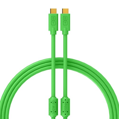 Dj Techtools Chroma Cable USB-C zu C green, hochwertiges USB 2.0 Kabel (vergoldete USB-Kontakte, Ferrit Kern, 1,0m lang, Adapterkabel, integrierter Klettkabelbinder), Grün von DJ TechTools