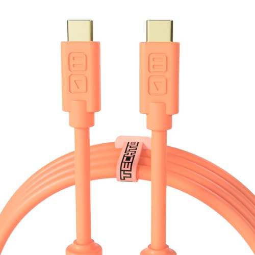 Dj Techtools Chroma Cable USB-C zu C orange, hochwertiges USB 2.0 Kabel (vergoldete USB-Kontakte, Ferrit Kern, 1,0m lang, Adapterkabel, integrierter Klettkabelbinder), Orange von DJ TechTools