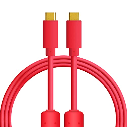 Dj Techtools Chroma Cable USB-C zu C red, hochwertiges USB 2.0 Kabel (vergoldete USB-Kontakte, Ferrit Kern, 1,0m lang, Adapterkabel, integrierter Klettkabelbinder), Rot von DJ TechTools