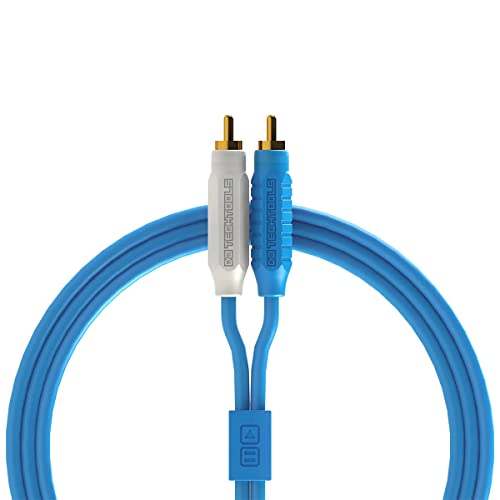 Dj Techtools Chroma Cables Audio MK2 RCA – RCA Blue, hochwertiges Stereo Kabel (Easy Wrap HQ Gummi, vergoldete Steckverbinder, 2,0m lang, Adapterkabel, integrierter Klettkabelbinder), Blau von DJ TechTools