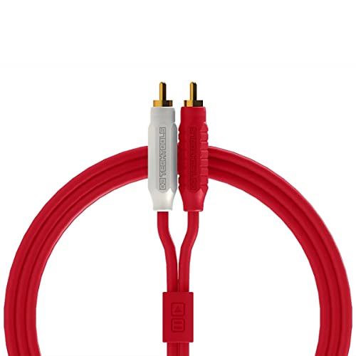 Dj Techtools Chroma Cables Audio MK2 RCA – RCA red, hochwertiges Stereo Kabel (Easy Wrap HQ Gummi, vergoldete Steckverbinder, 2,0m lang, Adapterkabel, integrierter Klettkabelbinder), Rot von DJ TechTools