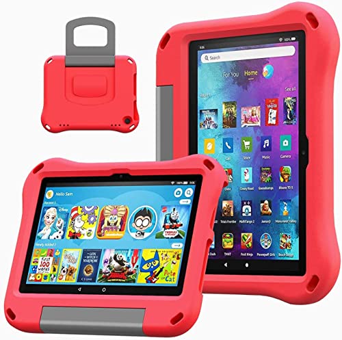 8 Zoll Tablet Schutzhülle für,(2022/2020 Version) leichte, stoßfeste, kinderfreundliche Schutzhülle mit Griff und Ständer (Nicht kompatibel mit iPad Samsung 8 Zoll Tablet).Red von DJ&RPPQ