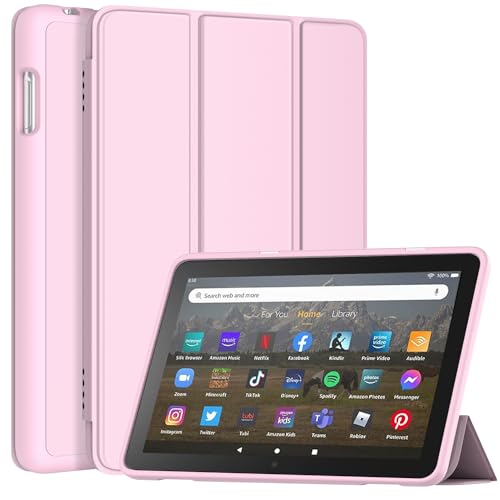 Case8 Tablet-Hülle mit 20,3 cm (8 Zoll), DJ&RPPQ Smart-Dreifach-Ständer mit weicher TPU-Rückseite, nicht kompatibel mit iPad und TCL Auto Wake/Sleep, Rosa von DJ&RPPQ