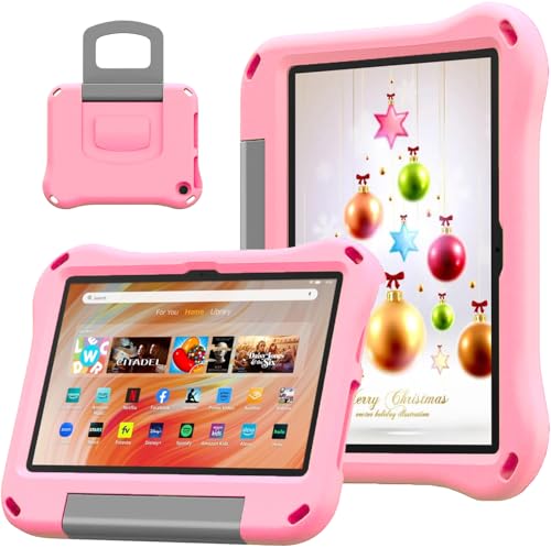 DJ&RPPQ 10inch Tablet-Schutzhülle für Kinder,Schutzhülle für Tablets mit 10 und 10 Plus 2023/2021,stoßfester Griff und Ständer.Light Pink von DJ&RPPQ