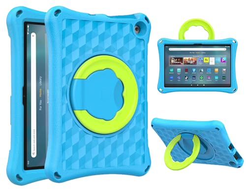 DJ&RPPQ Fire HD 10 Tablet-Schutzhülle für Kinder, Version 2023/2021, 13/11. Generation, kinderfreundlich, stoßfest, um 360 Grad drehbarer Griff, klappbarer Ständer für Kindle Fire HD 10 Tablet (nicht von DJ&RPPQ