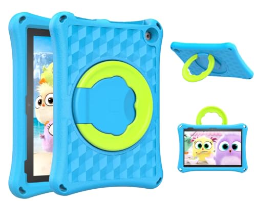 DJ&RPPQ Tablet-Schutzhülle für Kinder, leicht, stoßfest, kinderfreundlich, mit Standgriff, für alle neuen 7 Tablets (2019 & 2017 & 2015), Blau von DJ&RPPQ