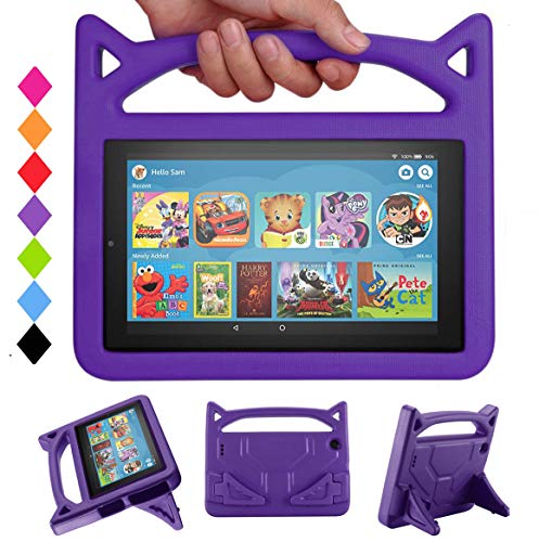 DJ&RPPQ Tablet-Schutzhülle für Kinder, leicht, stoßfest, kinderfreundlich, mit Standgriff, für alle neuen 7 Tablets (2019 & 2017 & 2015), Violett von DJ&RPPQ