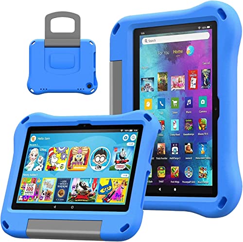 Fire HD 8 Tablet Case for Kids,Fire HD 8 Case,Amazon Fire Tablet 8 Case,Shockproof Handle Stand Kids Case Cover for Amazon Kindle Fire HD 8/8 Plus(12/10th Generation,2022/2020 Release)(Blau) von DJ&RPPQ
