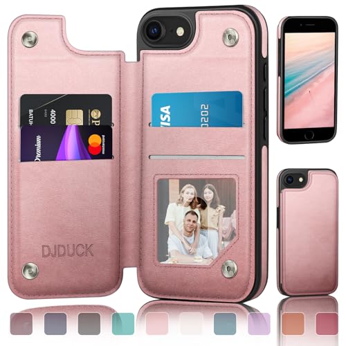 DJDUCK Entworfen für iPhone 7/8/SE2020/SE2022, Brieftasche mit Kartenhalter, Magnetverschluss, RFID-blockierender Lederschutz, stoßfest, für Damen und Herren, 11,9 cm (4,7 Zoll), für Apple 7/8/SE2 von DJDUCK